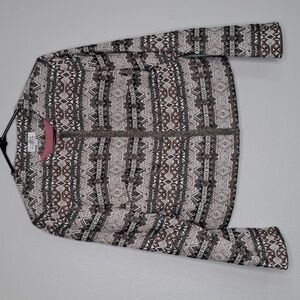 Tahari Women's Collarless Snap-Front Jacket Pink Olive Green Metallic Si…